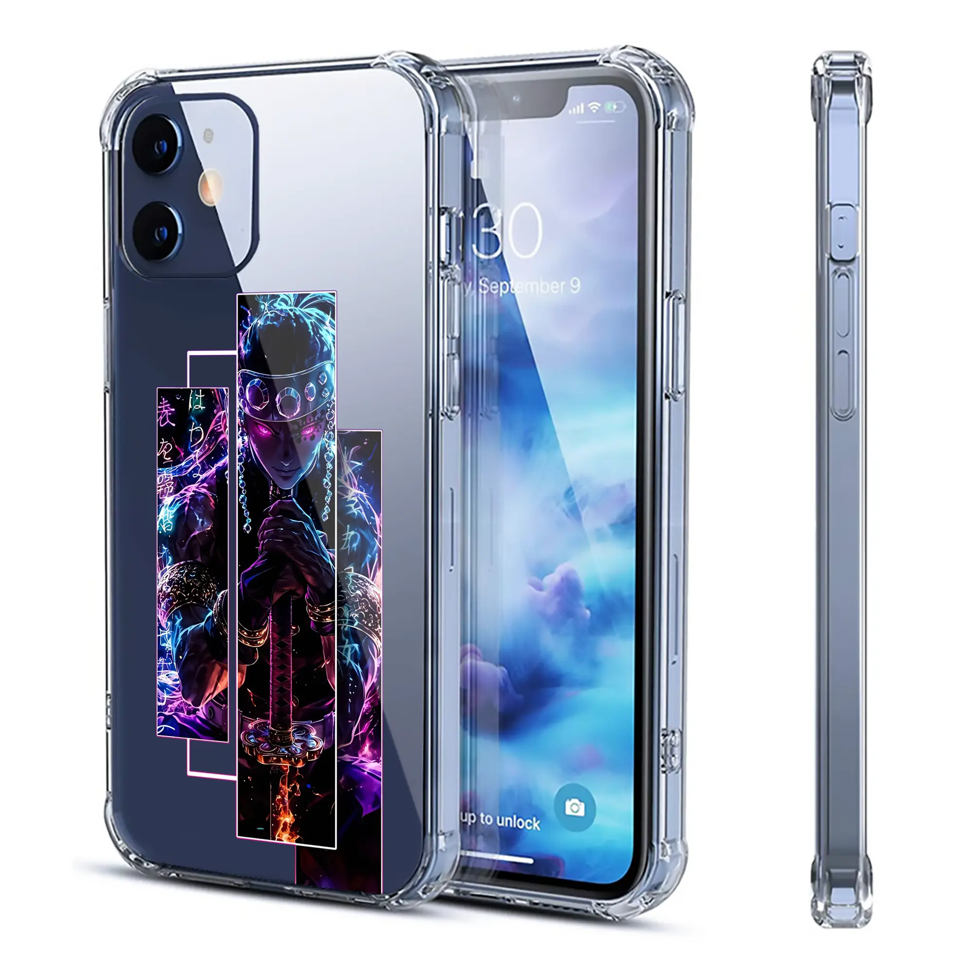 鬼滅の刃 グッズ,宇髄 天元 - IPhone 12シリーズ対応 ・ 透明スマホケース ・ クリアソフトケース ・ TPU素材 ・ 耐衝撃 ・ 高密着 ・ 防汚 防指紋 ・ 簡単着脱